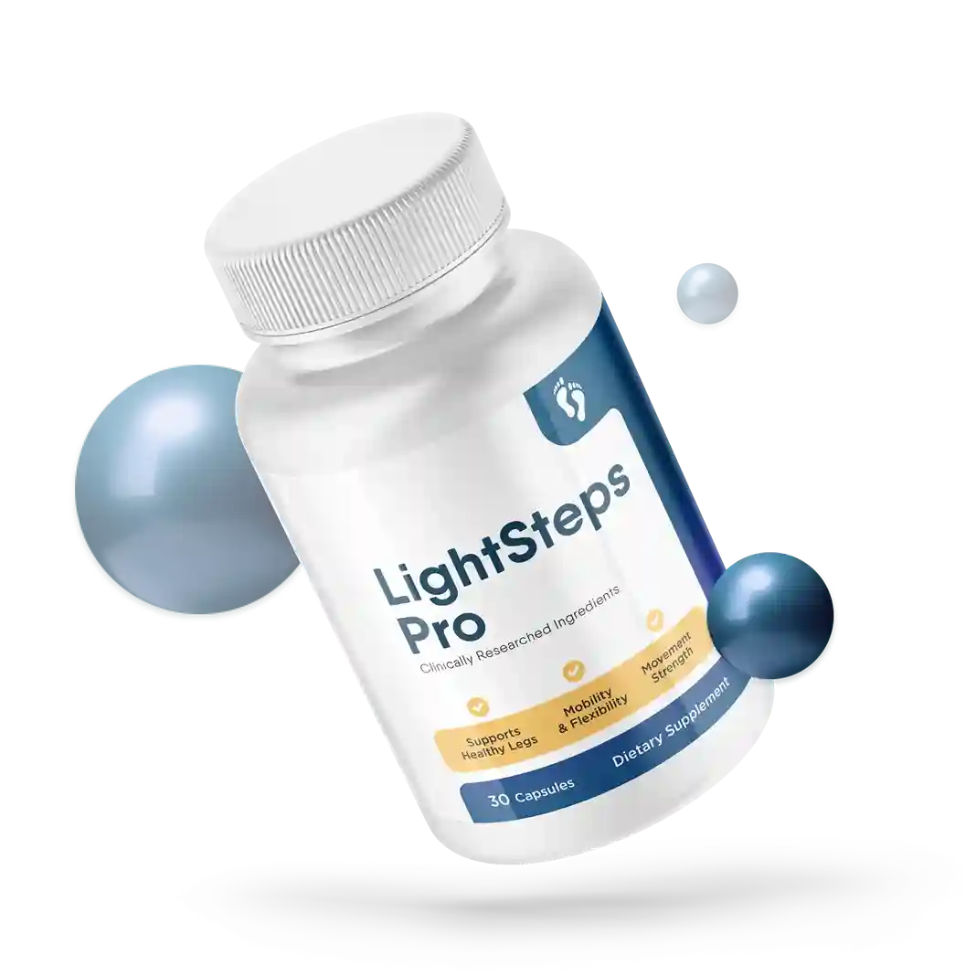 LightSteps Pro benefits illustration showing leg mobility and circulation support